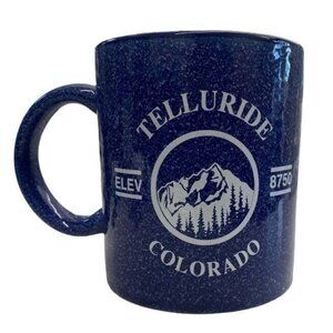 Telluride Colorado Speckled Ceramic Mug 8750 Elevation Blue 12 Oz Campfire Style
